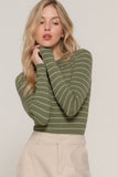 Long slv crew neck stripe sweater