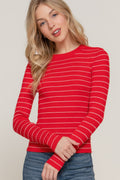 Long slv crew neck stripe sweater-Product Type | Naughty Smile Fashion