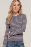 Long slv crew neck stripe sweater