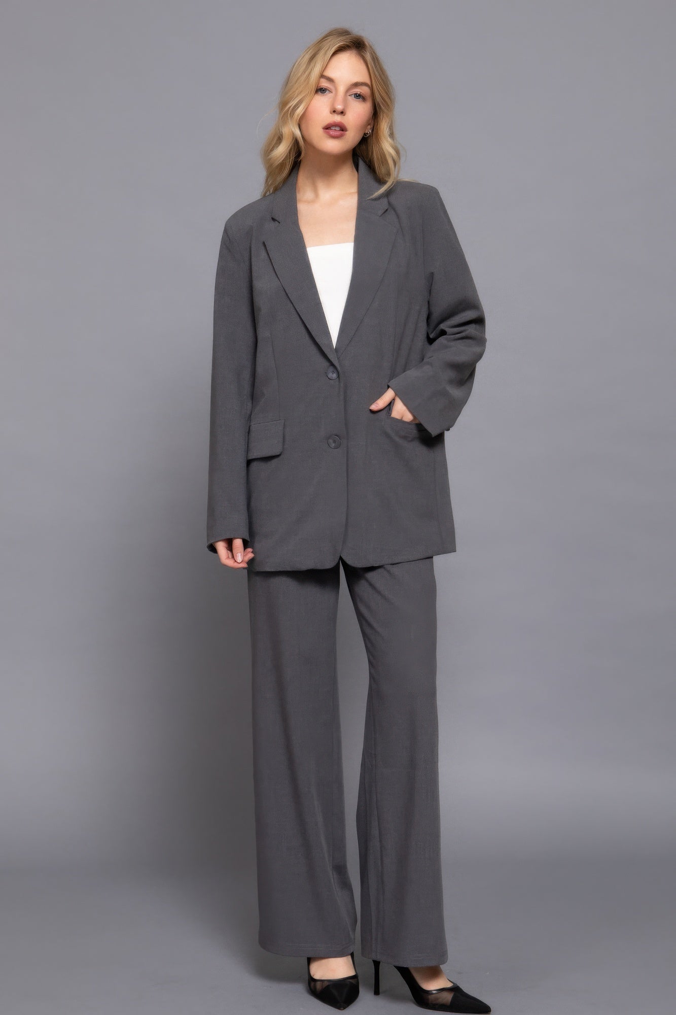 Long slv front button closure blazer-Product Type | Naughty Smile Fashion
