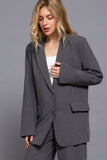 Long slv front button closure blazer