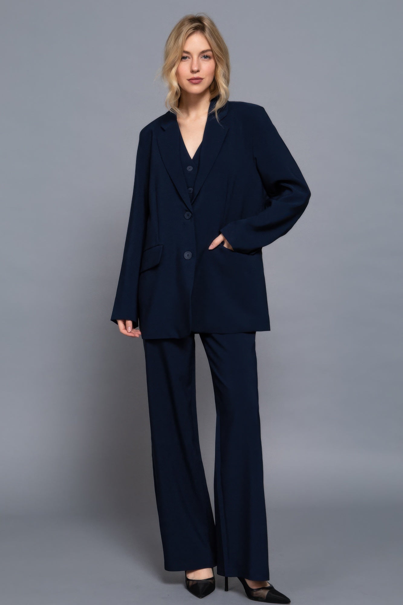 Long slv front button closure blazer-Product Type | Naughty Smile Fashion