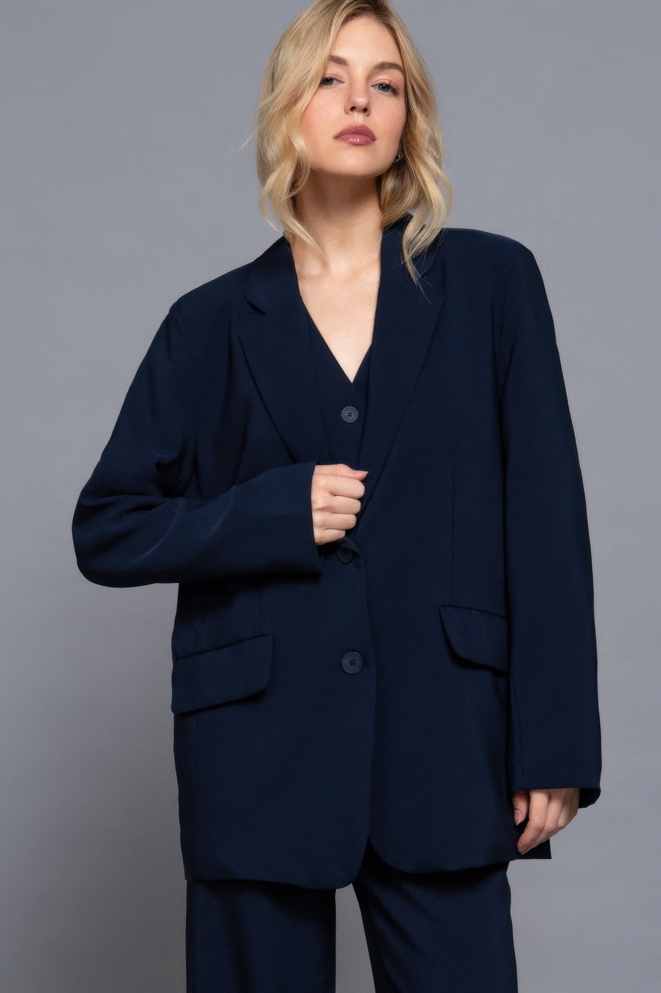Long slv front button closure blazer-Product Type | Naughty Smile Fashion