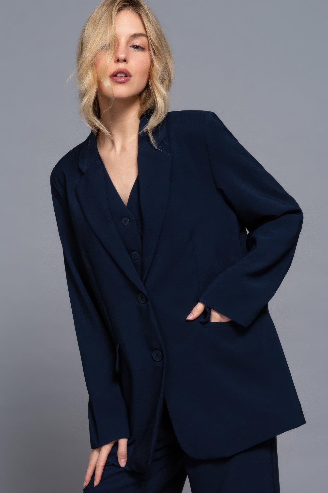 Long slv front button closure blazer-Product Type | Naughty Smile Fashion