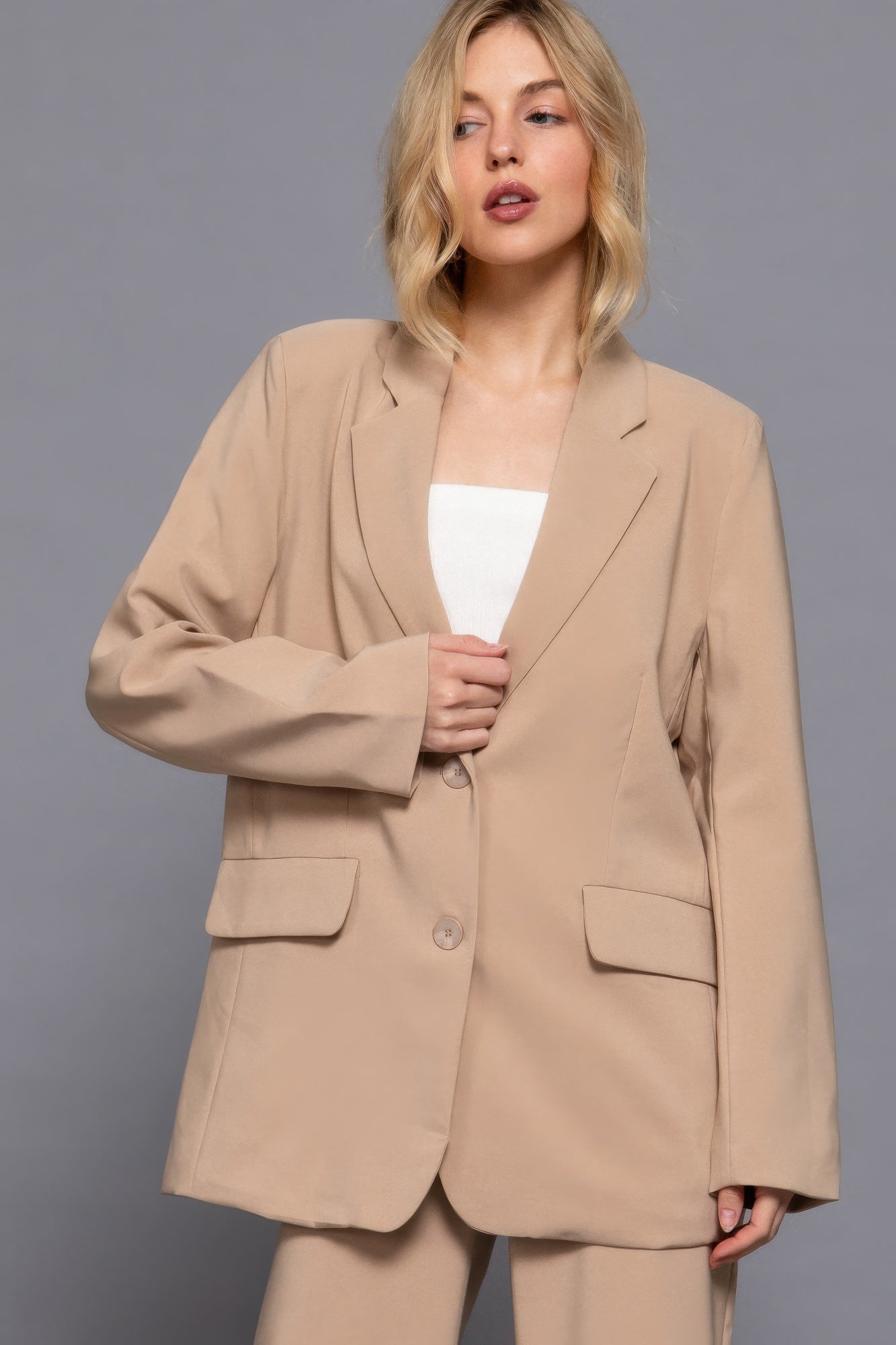 Long slv front button closure blazer-Product Type | Naughty Smile Fashion