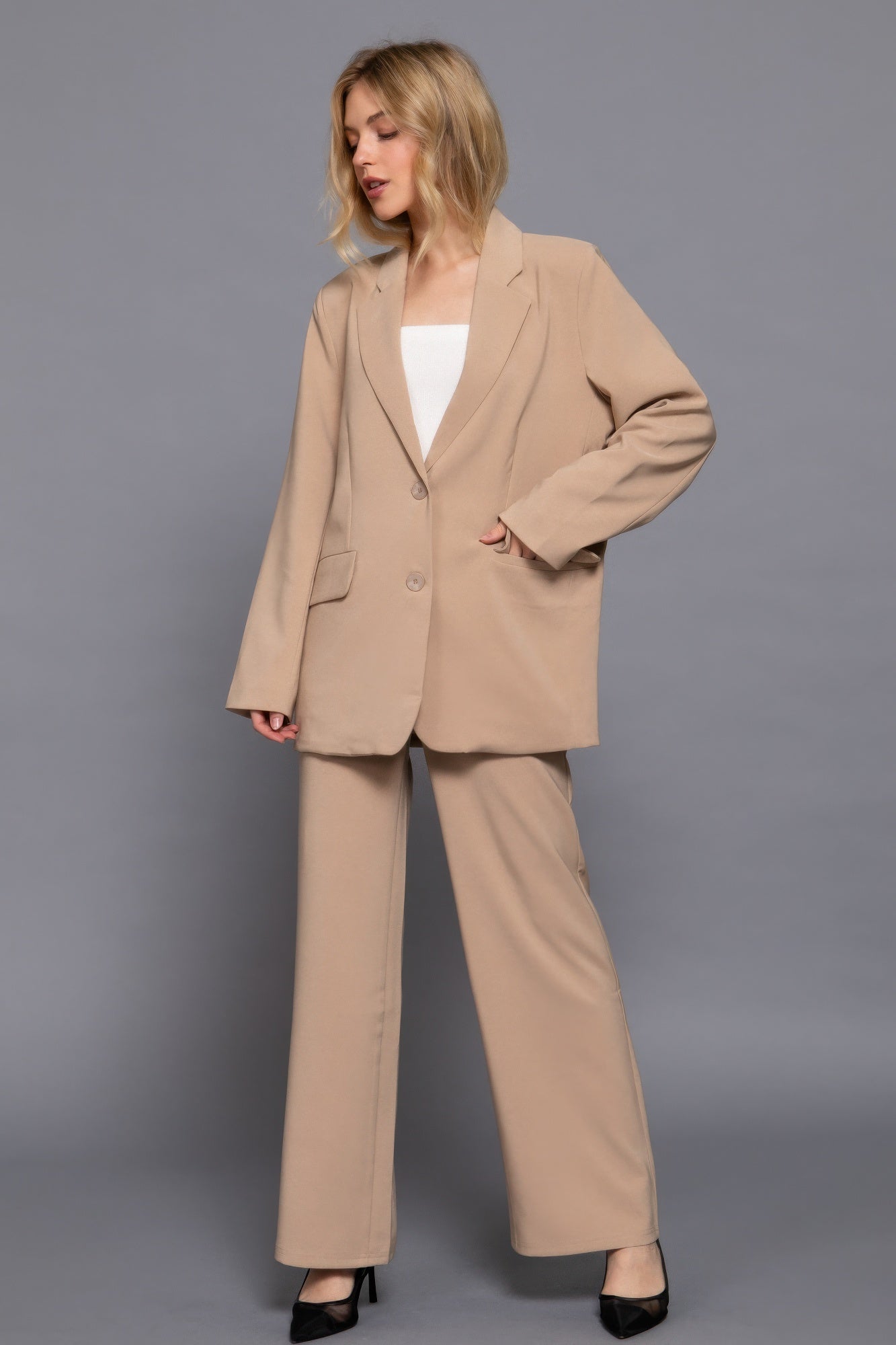Long slv front button closure blazer-Product Type | Naughty Smile Fashion