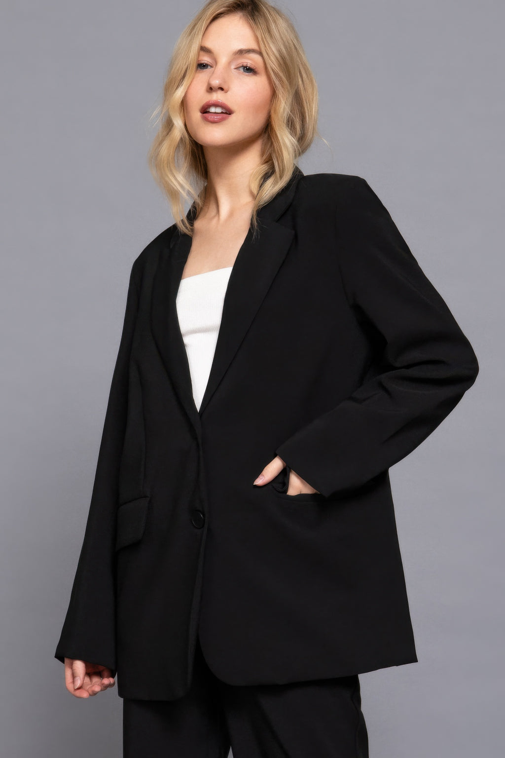 Long slv front button closure blazer-Product Type | Naughty Smile Fashion