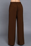 Back elastic straight woven long pants