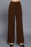 Back elastic straight woven long pants