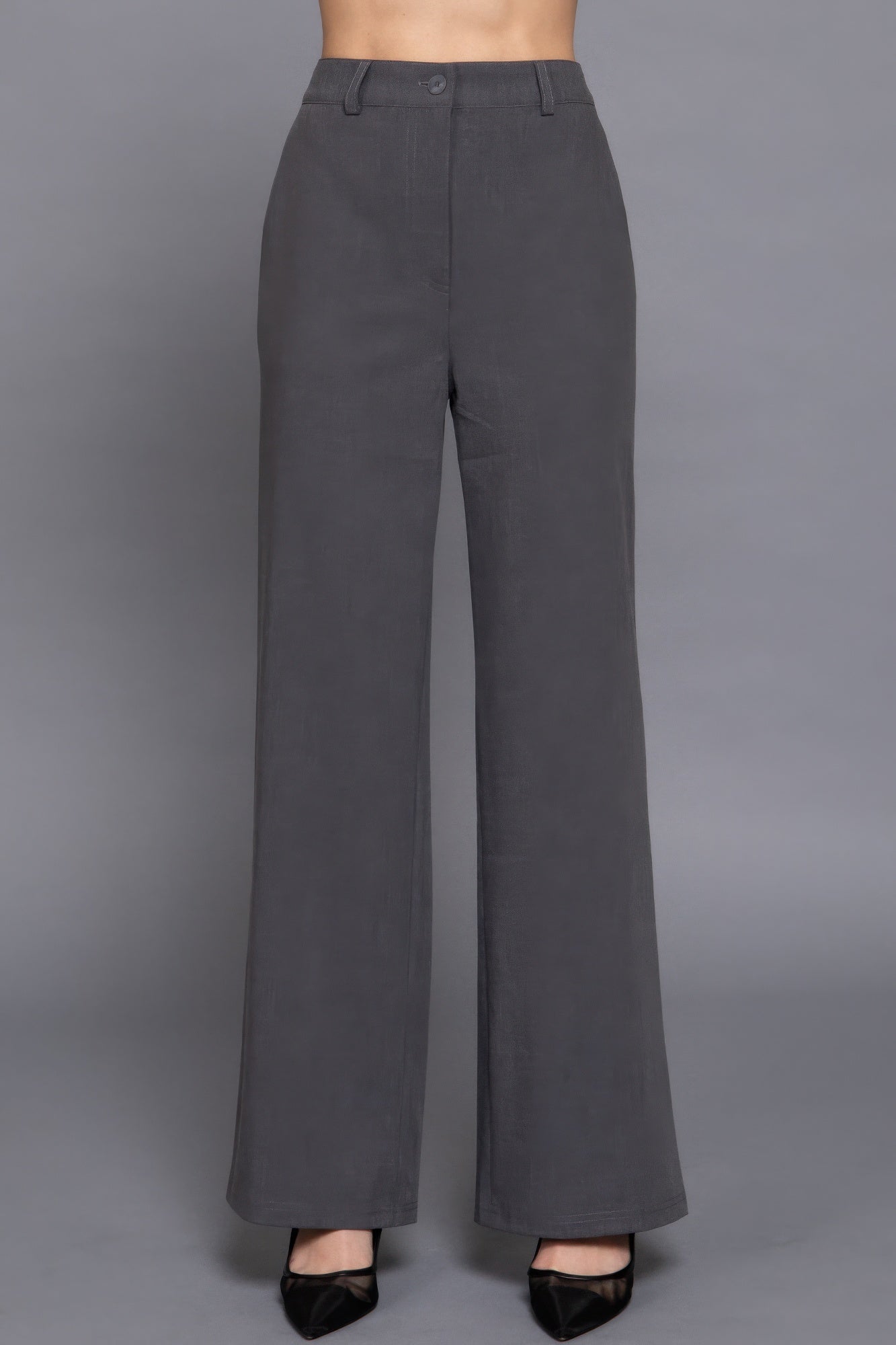 Back elastic straight woven long pants-Product Type | Naughty Smile Fashion