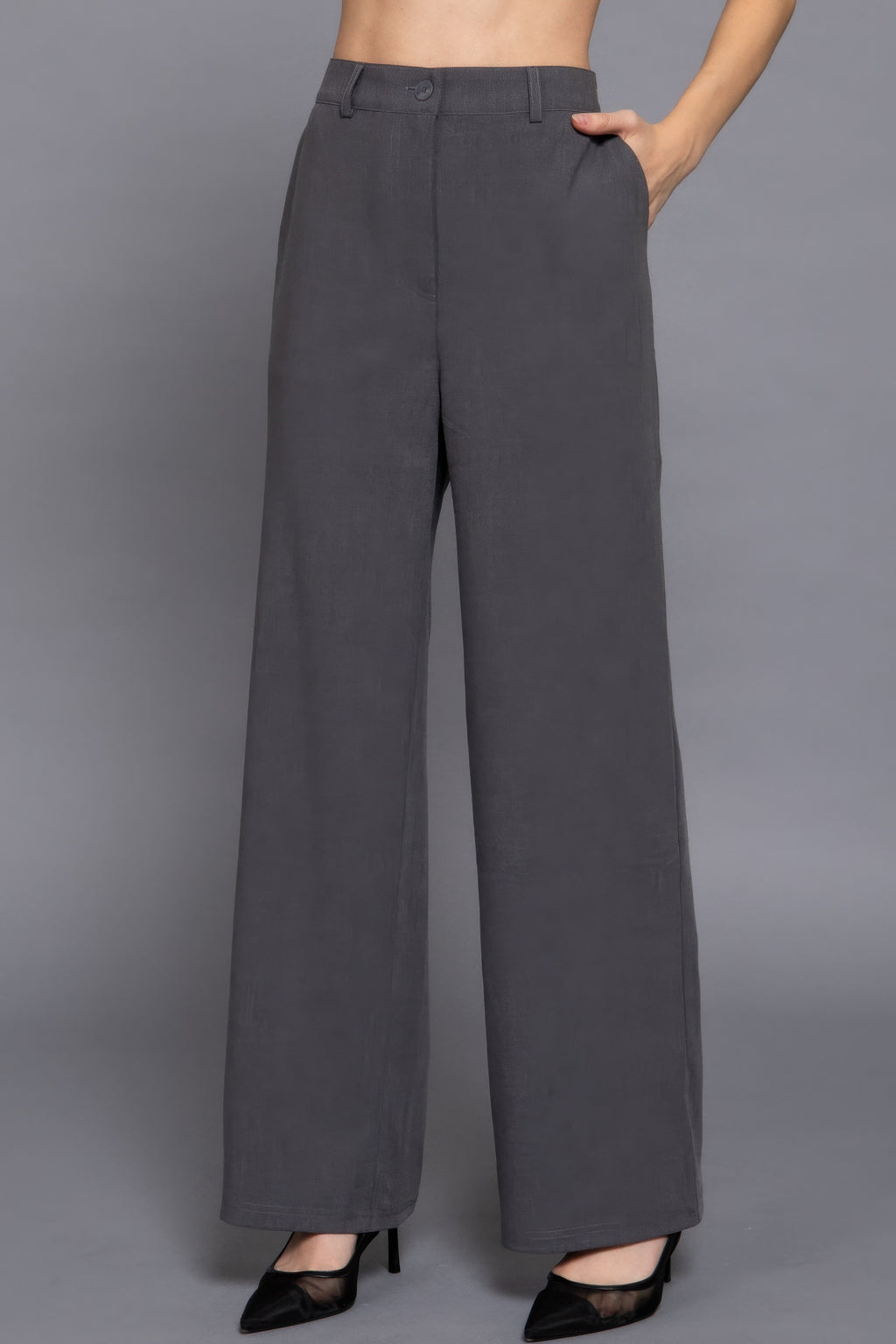 Back elastic straight woven long pants-Product Type | Naughty Smile Fashion