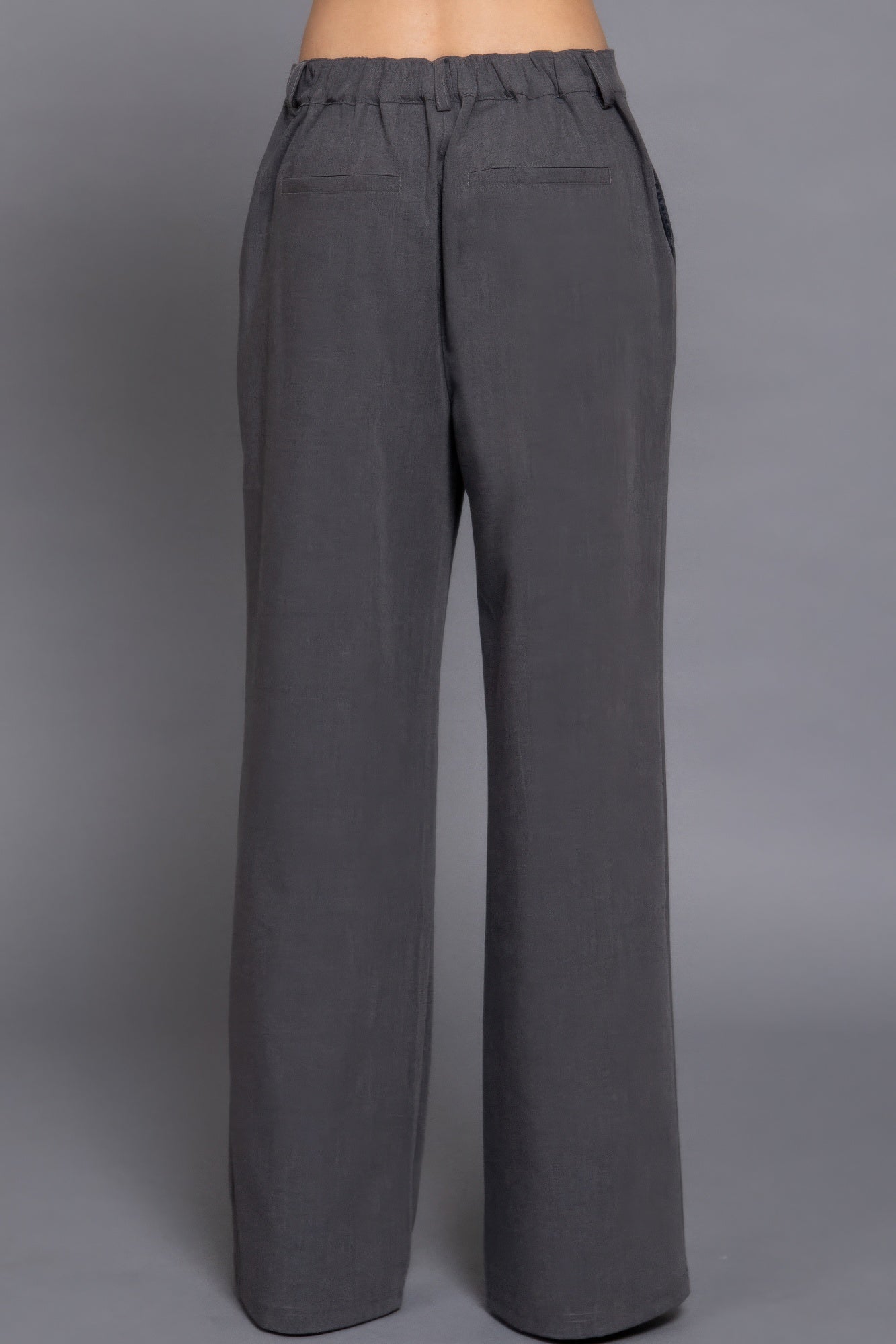 Back elastic straight woven long pants-Product Type | Naughty Smile Fashion