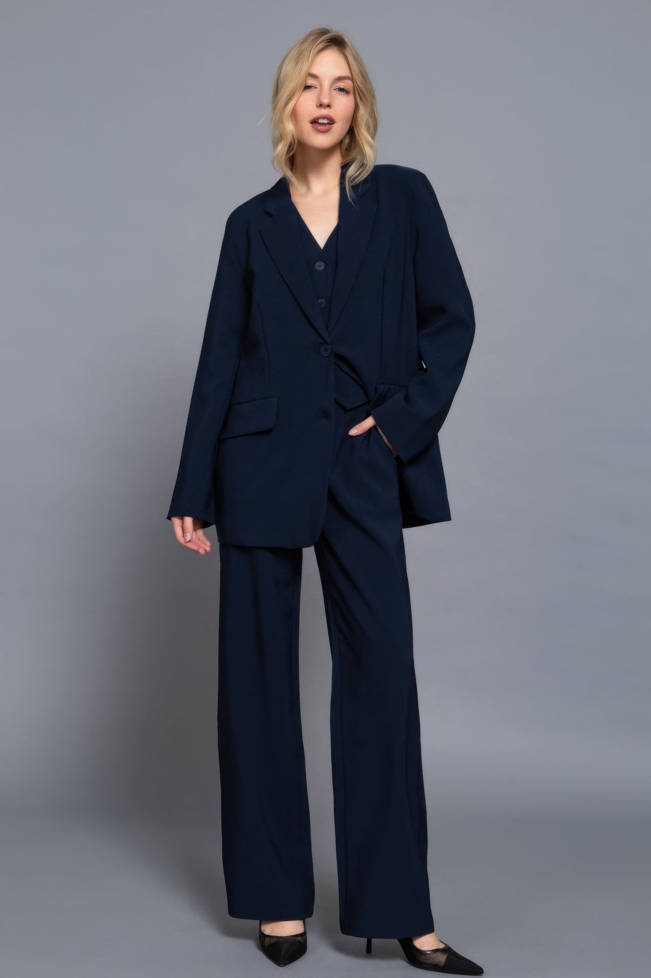 Back elastic straight woven long pants-Product Type | Naughty Smile Fashion