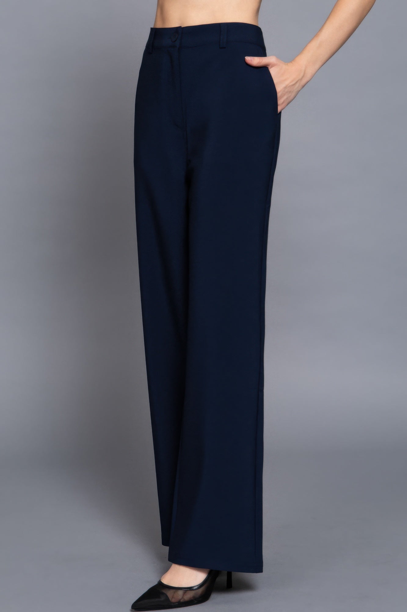 Back elastic straight woven long pants-Product Type | Naughty Smile Fashion