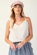 Laced textured poly woven camisole-Product Type | Naughty Smile Fashion