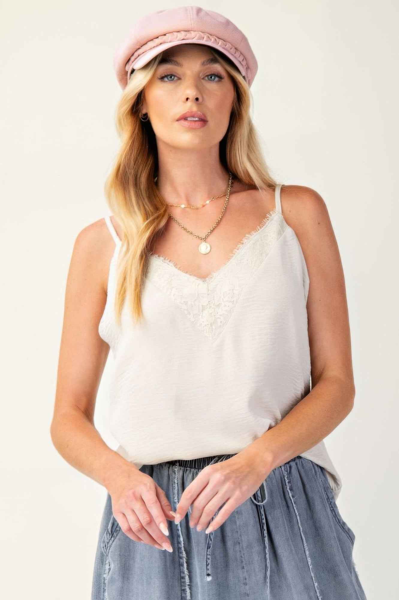 New Arrival – Laced textured poly woven camisole – New Arrival Now Live