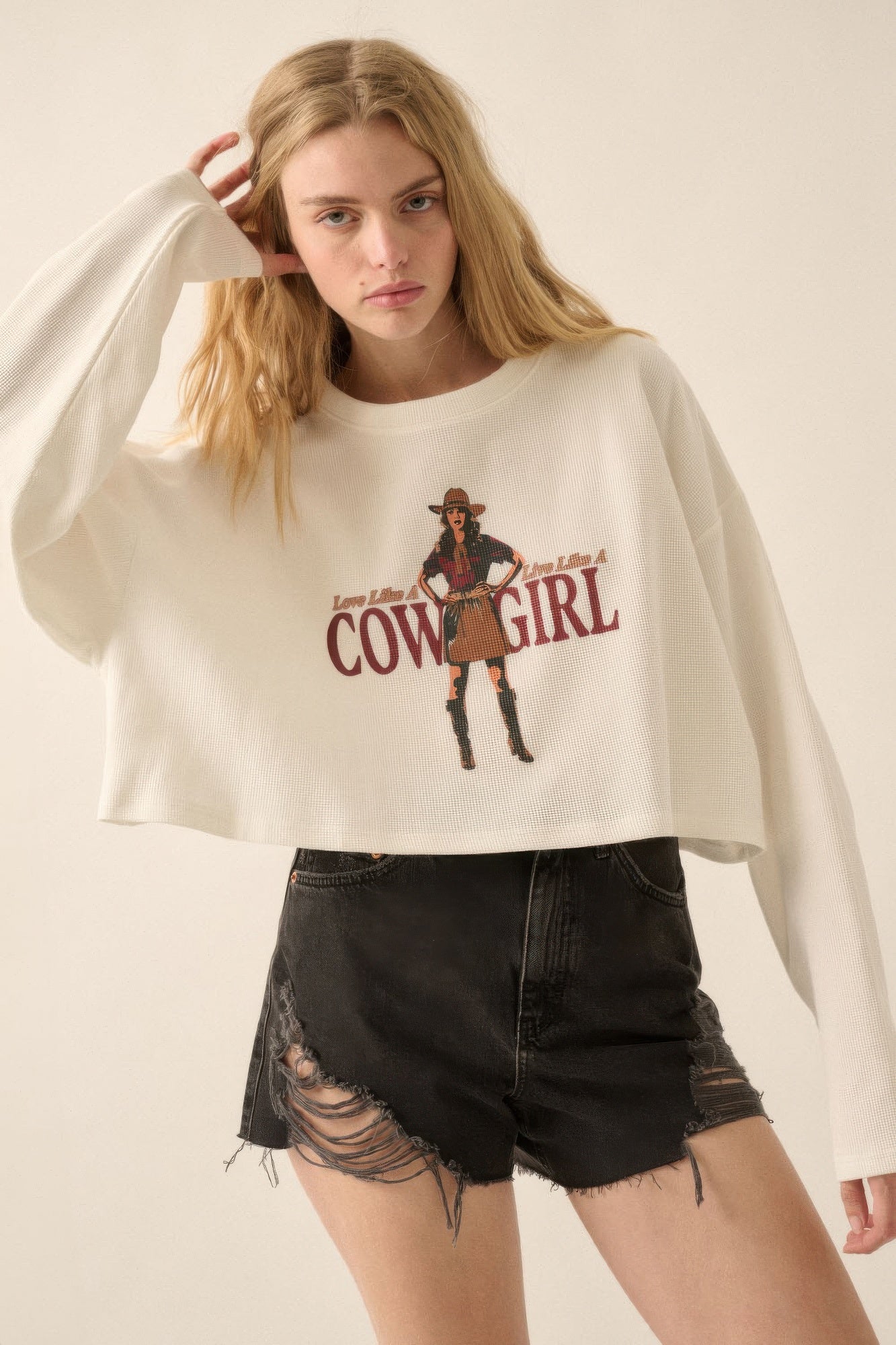 New Arrival – Love like a cowgirl thermal graphic sweatshirt – New Arrival Now Live