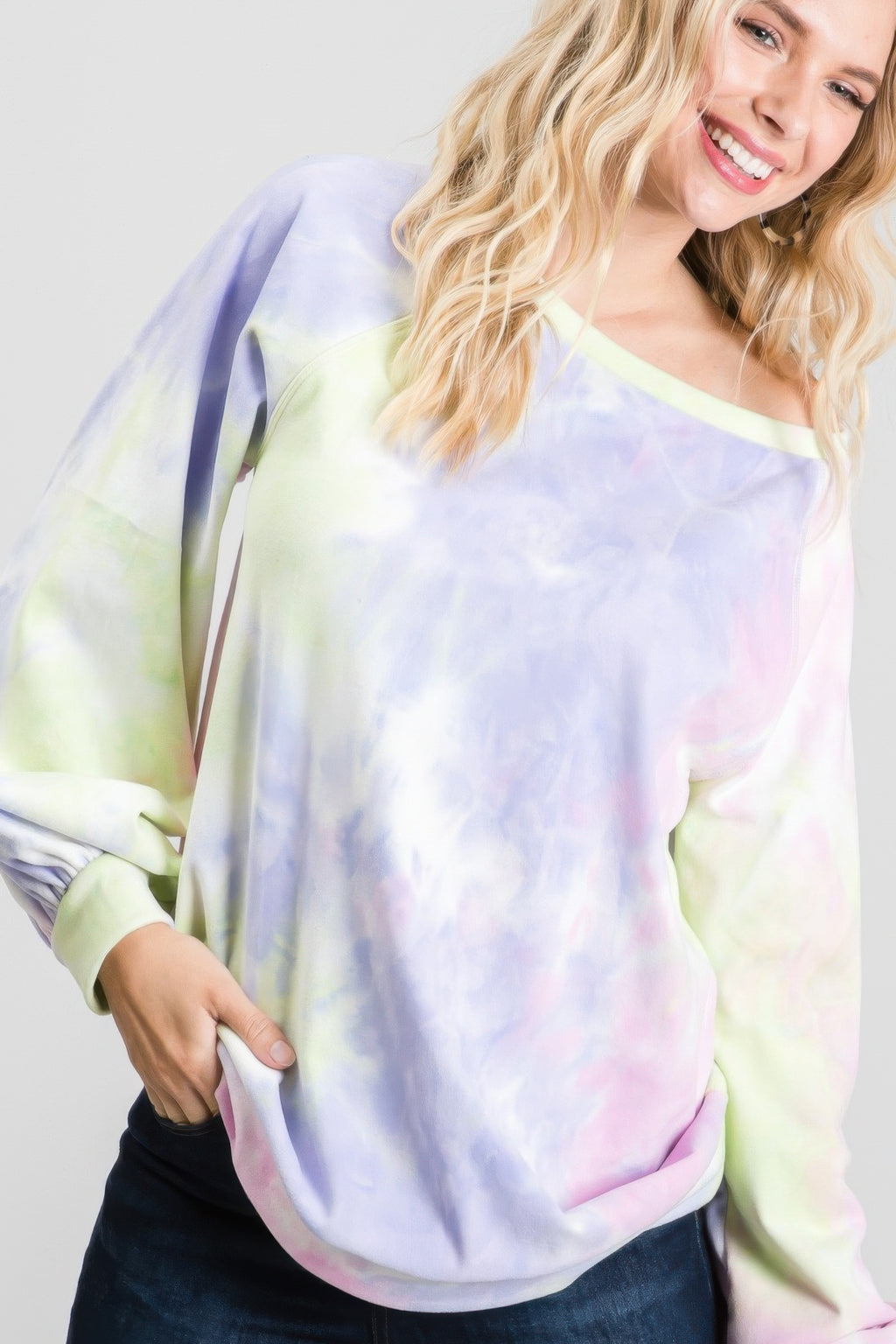 Tie-dye Puff Long Sleeve Top-Product Type | Naughty Smile Fashion