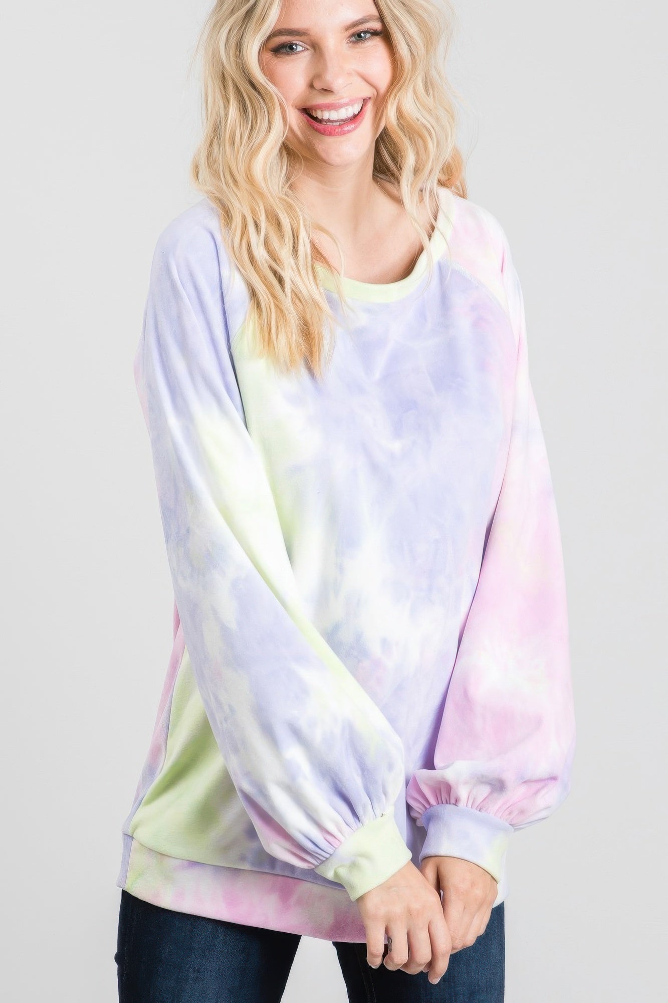 Tie-dye Puff Long Sleeve Top-Product Type | Naughty Smile Fashion