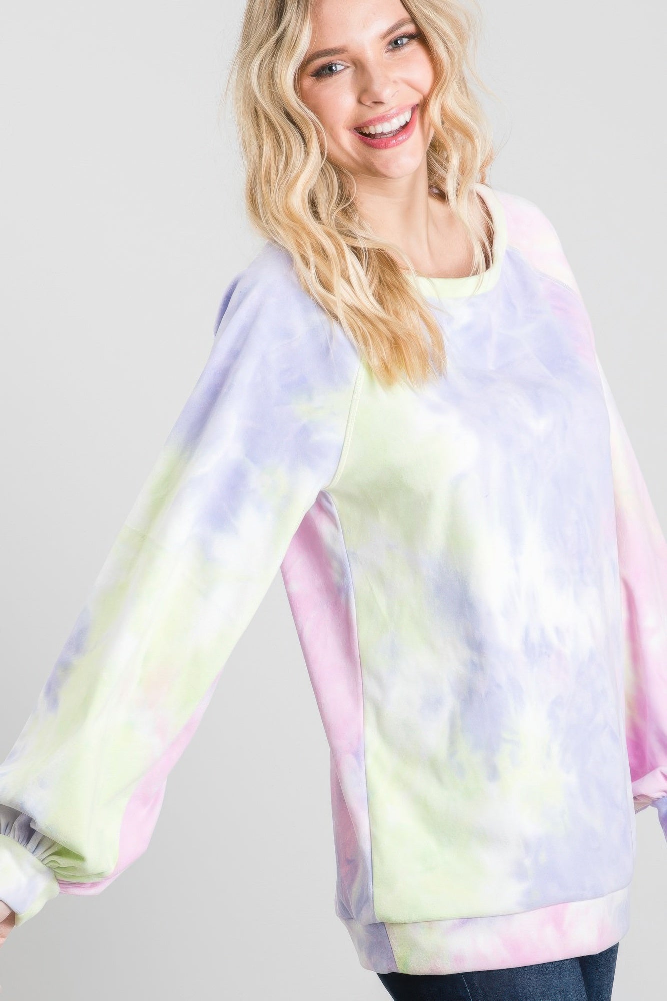 Tie-dye Puff Long Sleeve Top-Product Type | Naughty Smile Fashion