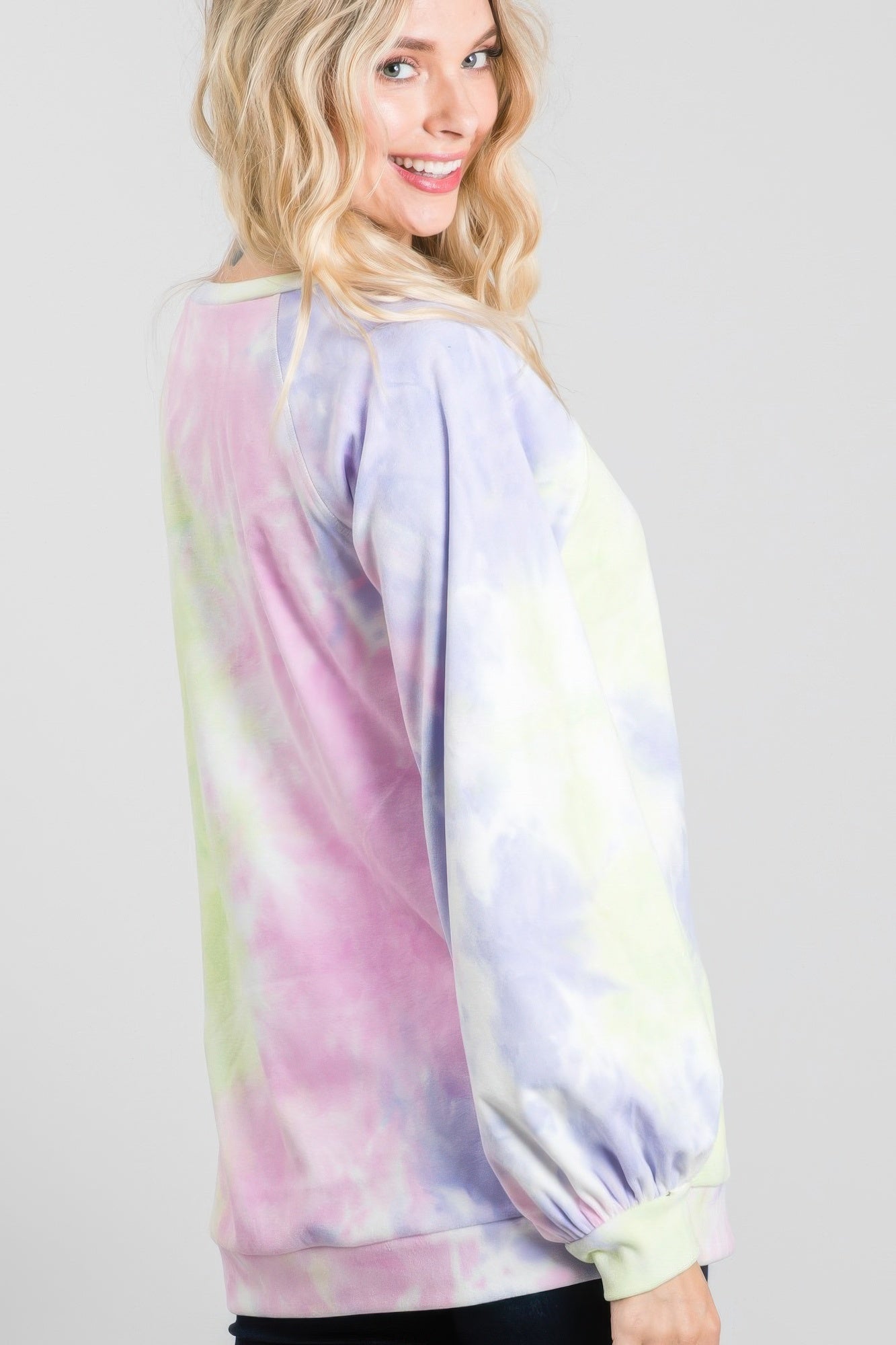 Tie-dye Puff Long Sleeve Top-Product Type | Naughty Smile Fashion