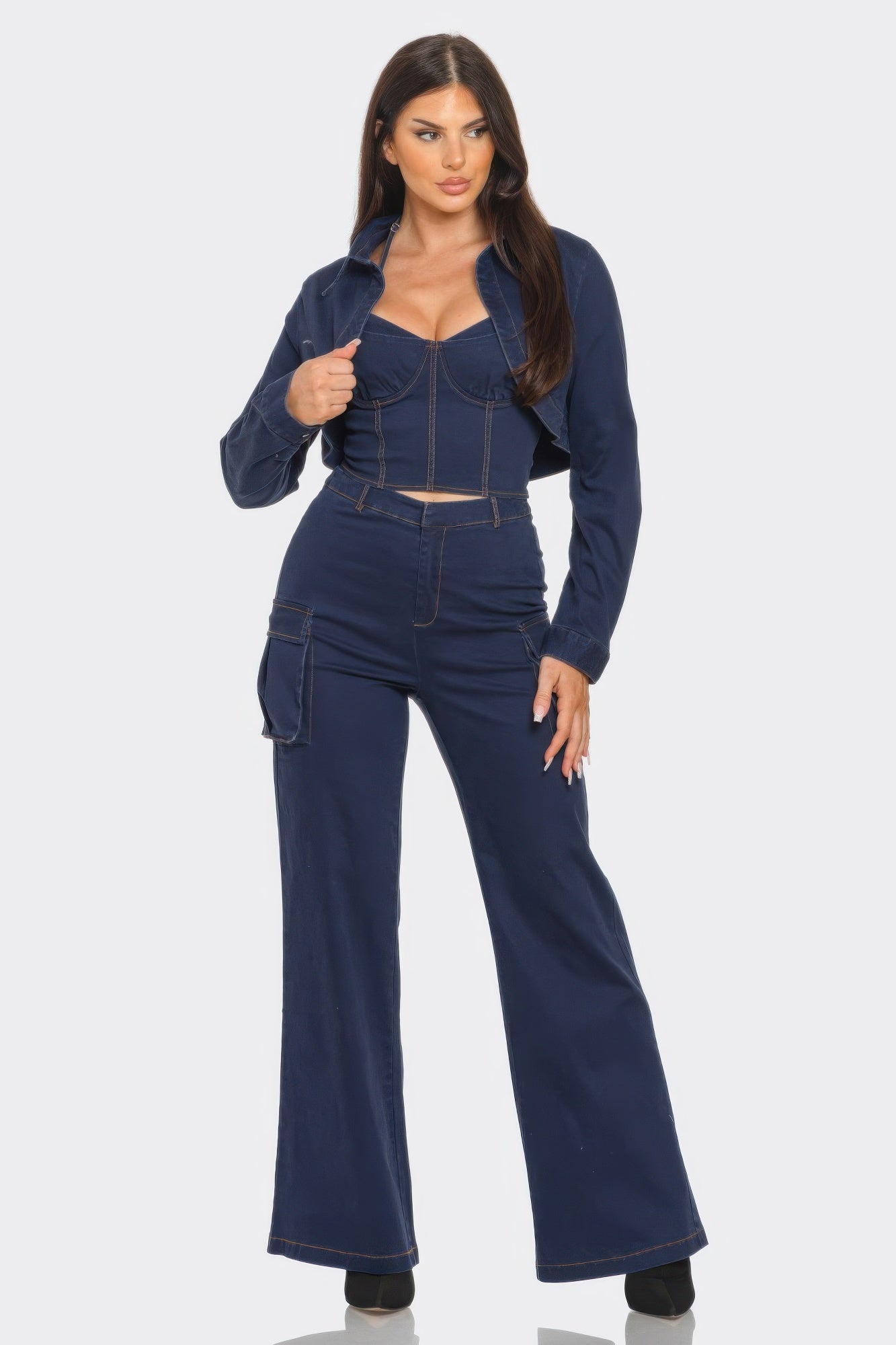 New Arrival – Crop Jacket 3pcs Set – New Arrival Now Live