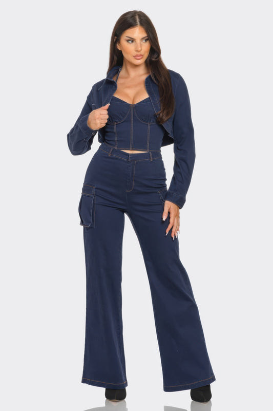 New Arrival – Crop Jacket 3pcs Set – New Arrival Now Live