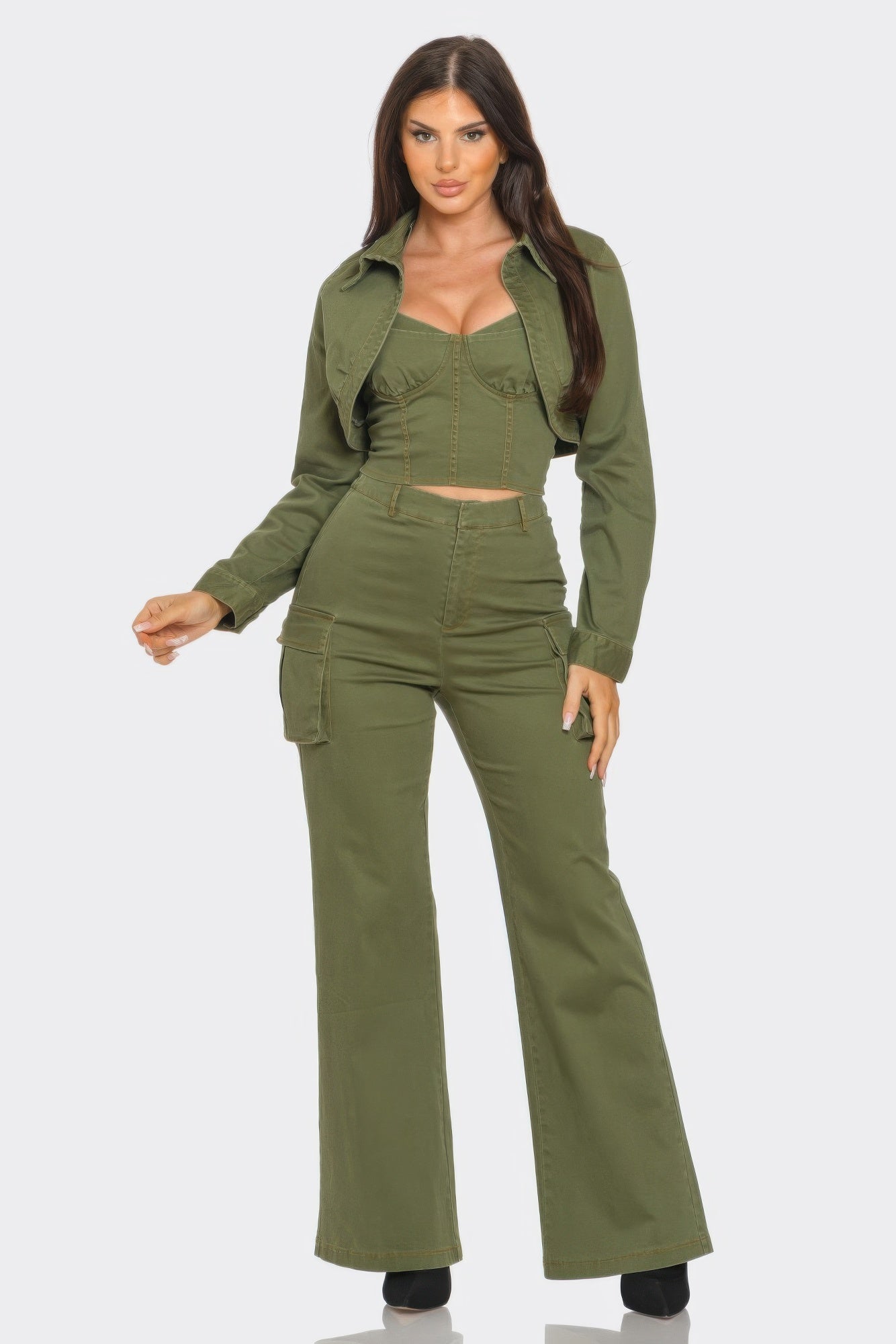 New Arrival – Crop Jacket 3pcs Set – New Arrival Now Live