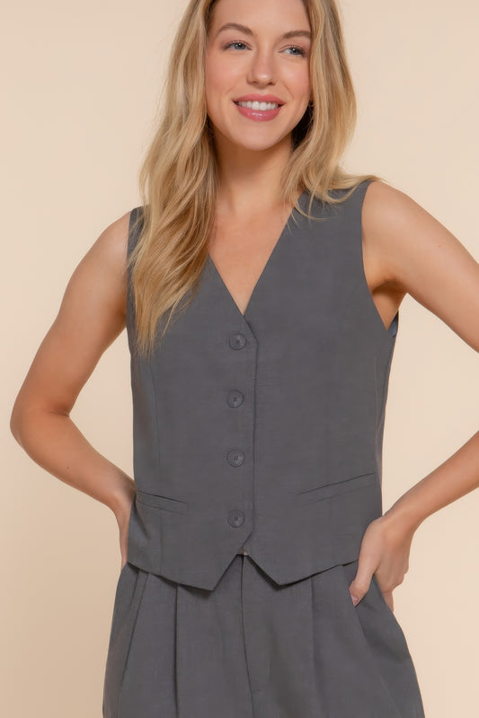 New Arrival – V-neckline W/front Button Closure Vest – New Arrival Now Live