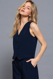 V-neckline W/front Button Closure Vest