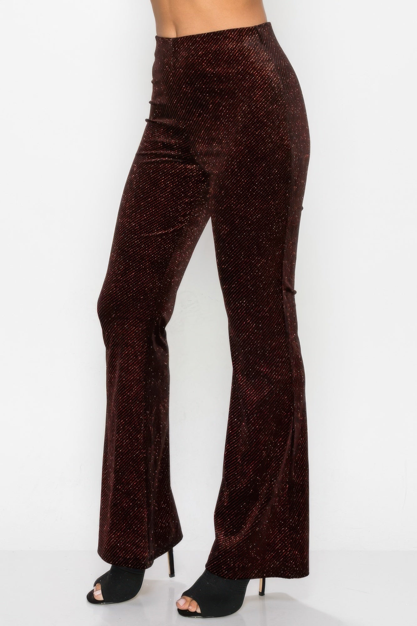 Glittery Flare High-rise Elastic Pants-Product Type | Naughty Smile Fashion