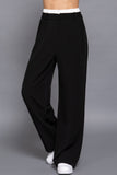 Contrast Waist Boxer Straight Long Pants