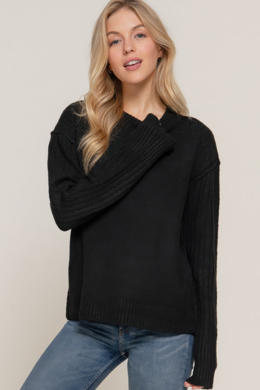 New Arrival – Long Slv Mock Neck Raised Seam Sweater – New Arrival Now Live