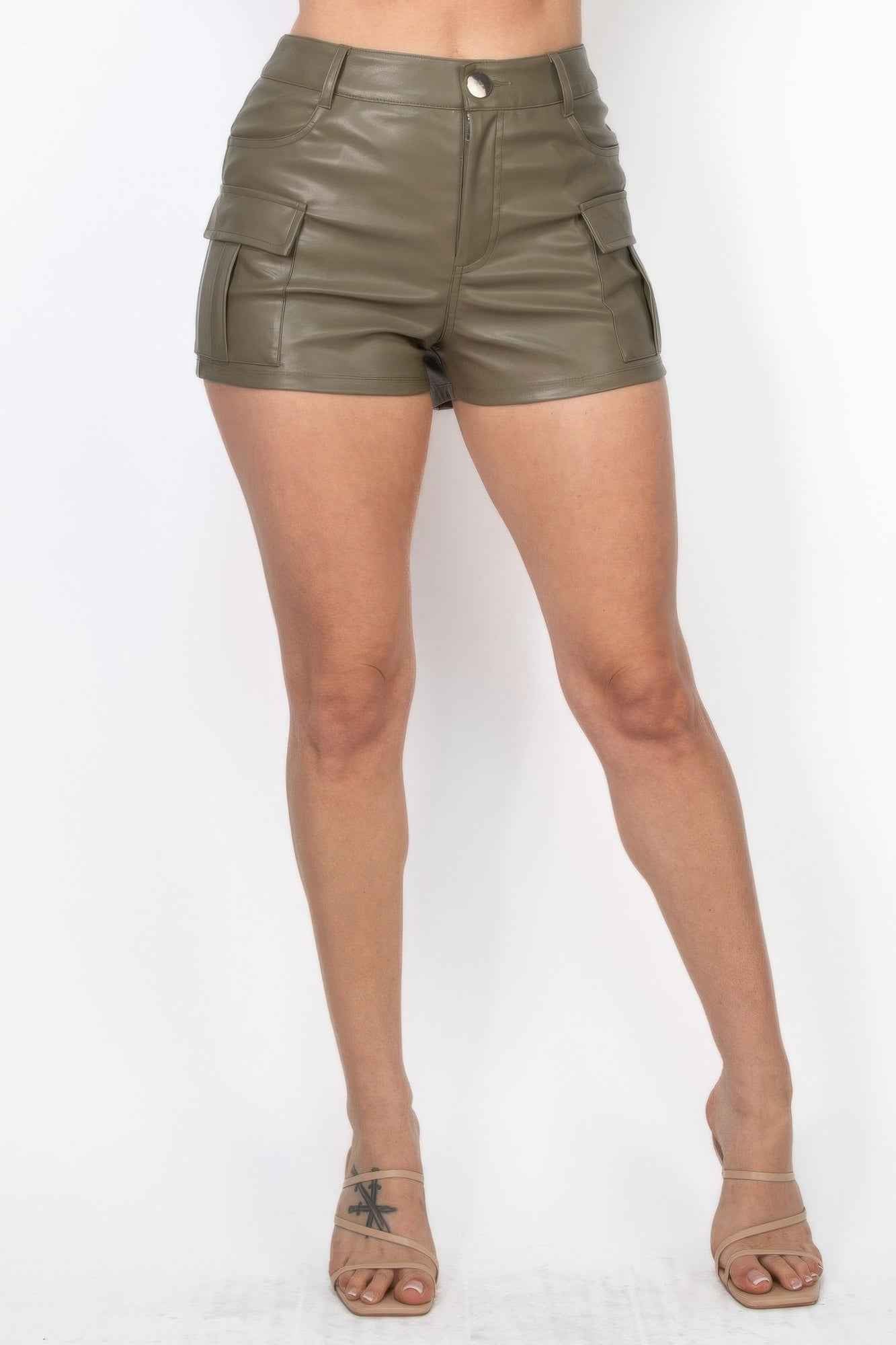 New Arrival – Faux Leather Cargo Mini Shorts – New Arrival Now Live
