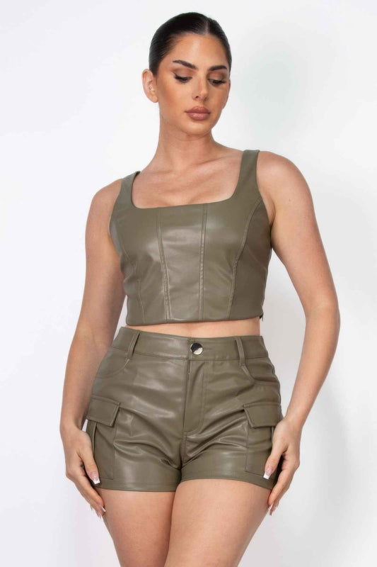 New Arrival – Faux Leather Square Zippered Crop Top – New Arrival Now Live