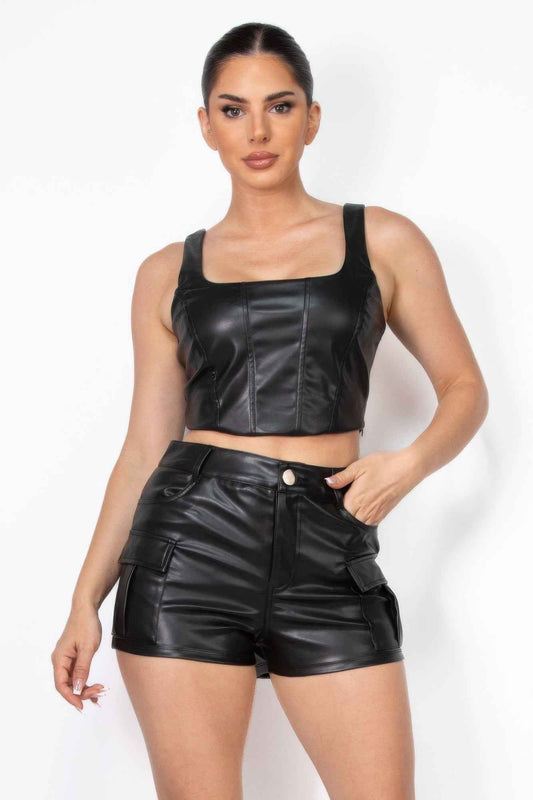 New Arrival – Faux Leather Square Zippered Crop Top – New Arrival Now Live