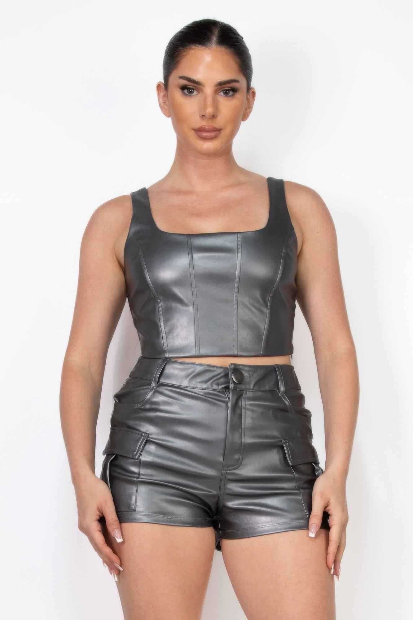 New Arrival – Faux Leather Square Zippered Crop Top – New Arrival Now Live