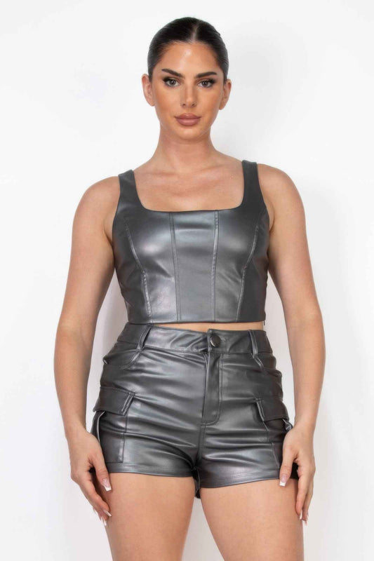 New Arrival – Faux Leather Square Zippered Crop Top – New Arrival Now Live
