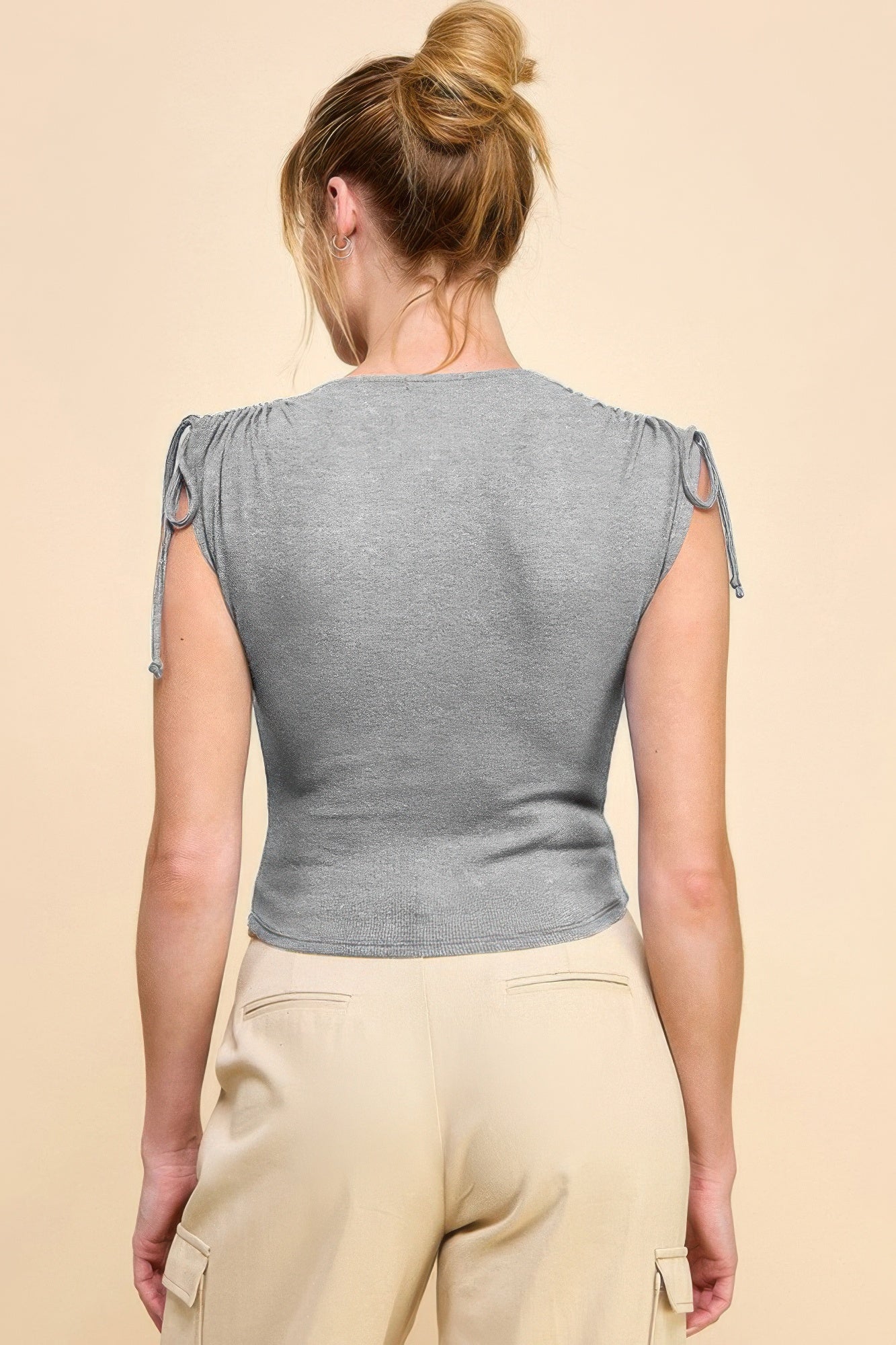 Ruching Shoulder Ribbed Top-Product Type | Naughty Smile Fashion
