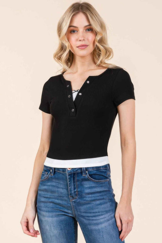 New Arrival – Layers With Bow Detail Short Sleeve Top – New Arrival Now Live