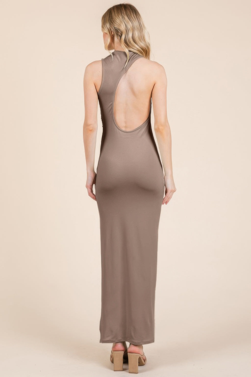 Back Cut Out Side Shirring Side Slit Maxi Dress-Product Type | Naughty Smile Fashion
