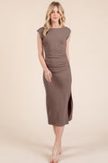 Cap Sleeve Boatneck Open Back Midi Dress-Product Type | Naughty Smile Fashion