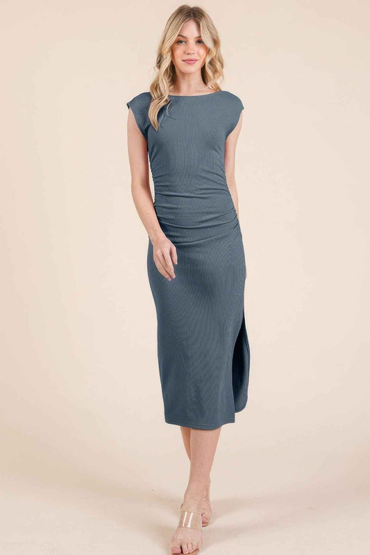 New Arrival – Cap Sleeve Boatneck Open Back Midi Dress – New Arrival Now Live