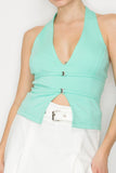 Halter Neck Buckled Open-back Top