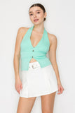 Halter Neck Buckled Open-back Top