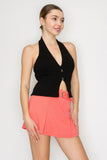 Halter Neck Buckled Open-back Top