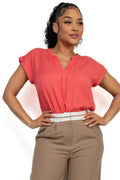 Solid V-collared Neck Top-Product Type | Naughty Smile Fashion