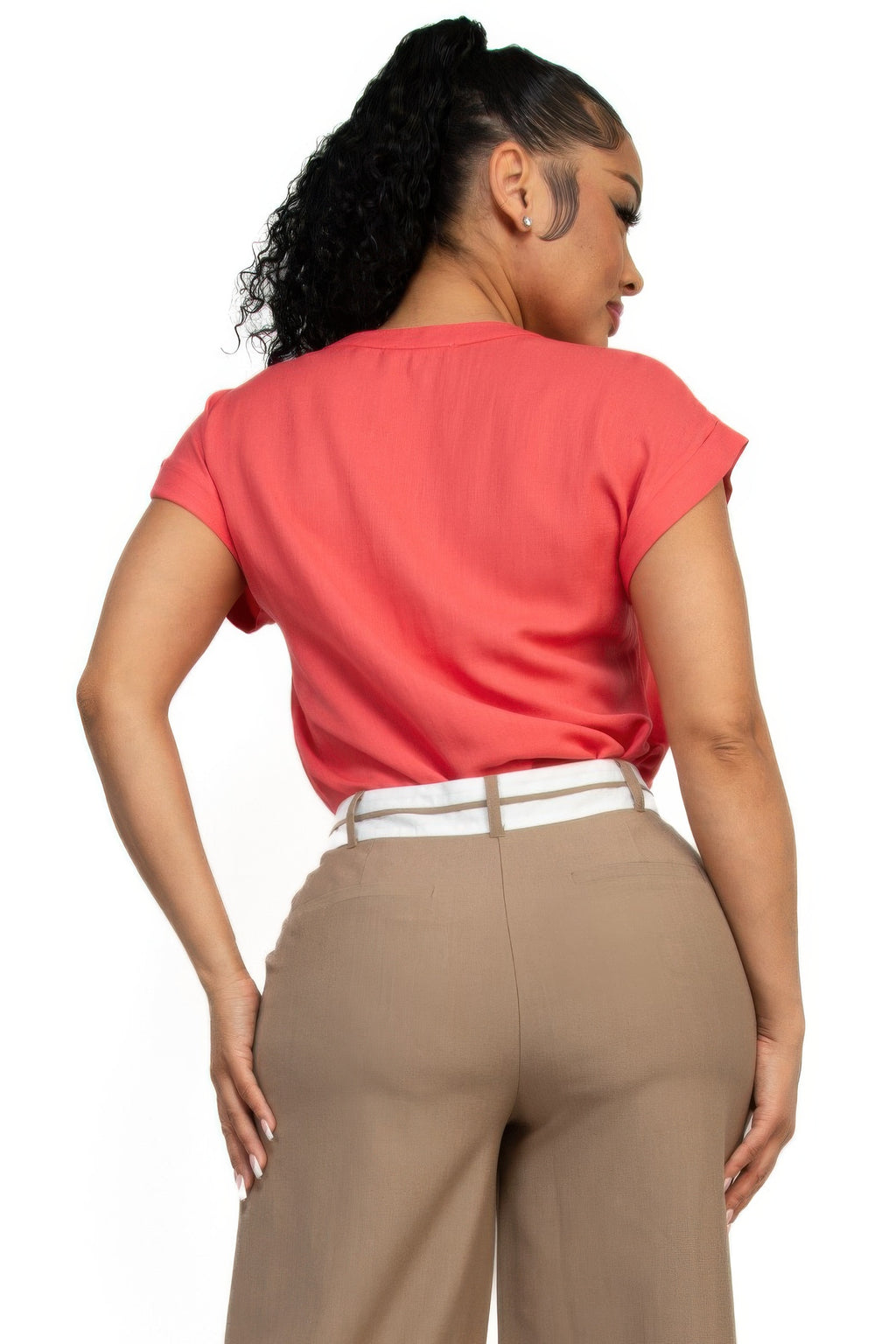 Solid V-collared Neck Top-Product Type | Naughty Smile Fashion