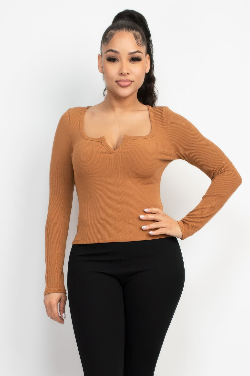 Solid V-collared Neck Top-Product Type | Naughty Smile Fashion