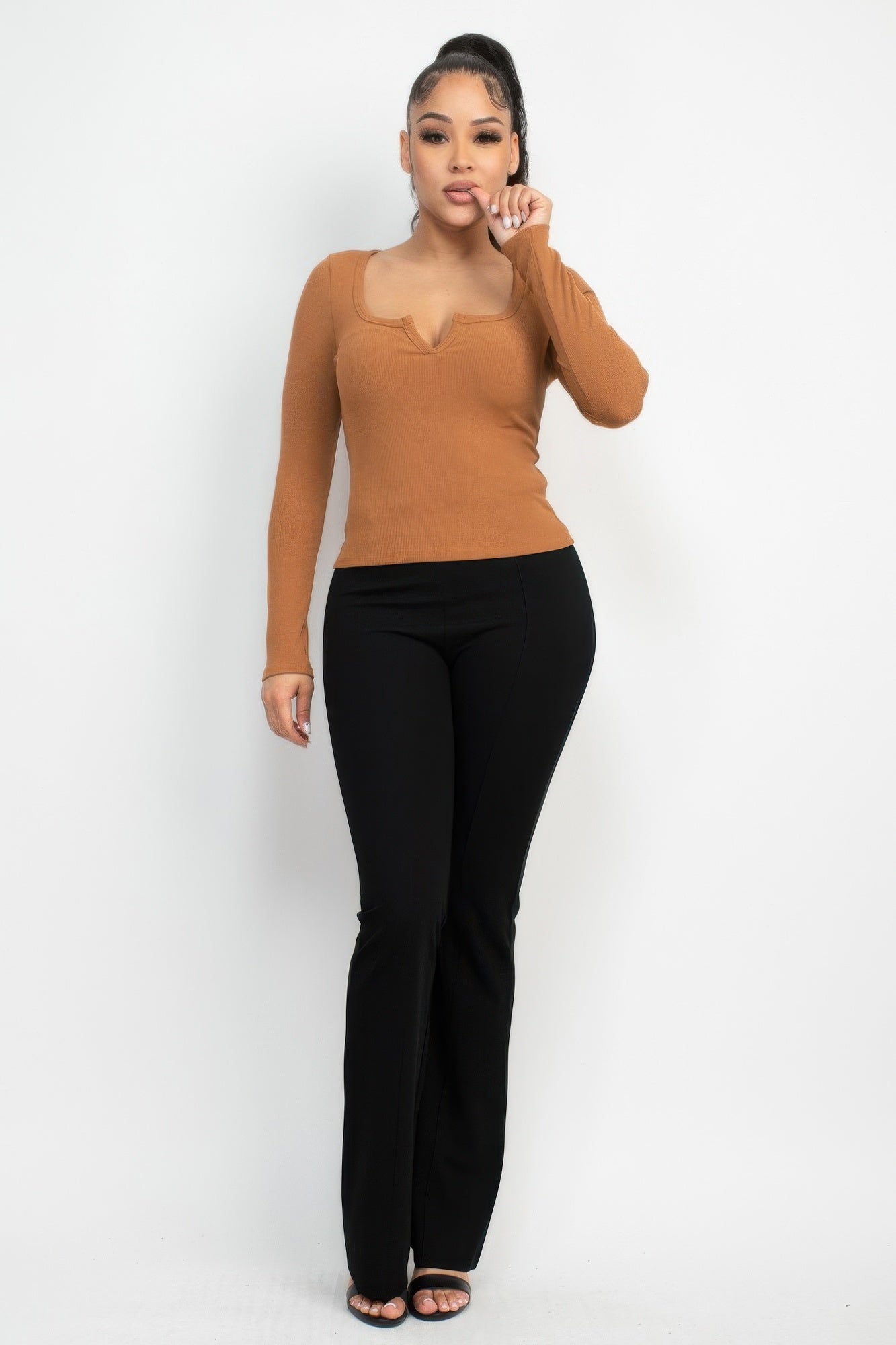 Solid V-collared Neck Top-Product Type | Naughty Smile Fashion